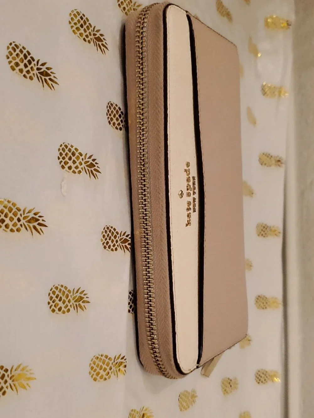 kate spade Blush & Cream Pebble Leather Zip Wallet
